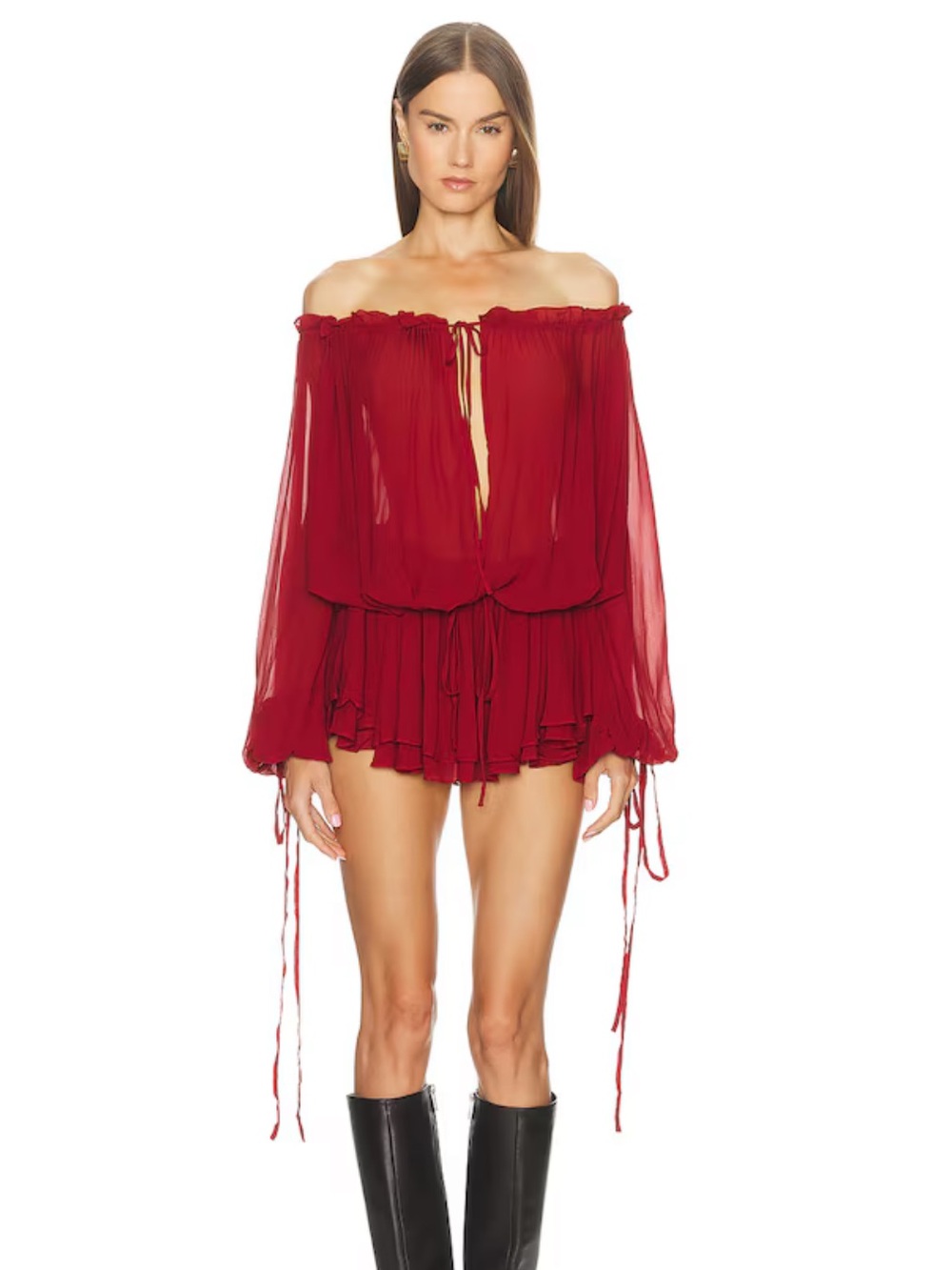 LOBA Gabrielle Mini Dress in Deep Red